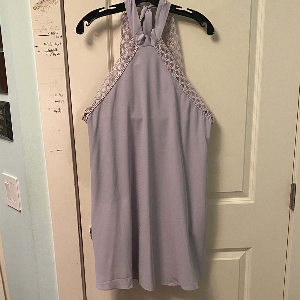 Lulu's Light Purple Lace Backless Halter Dress